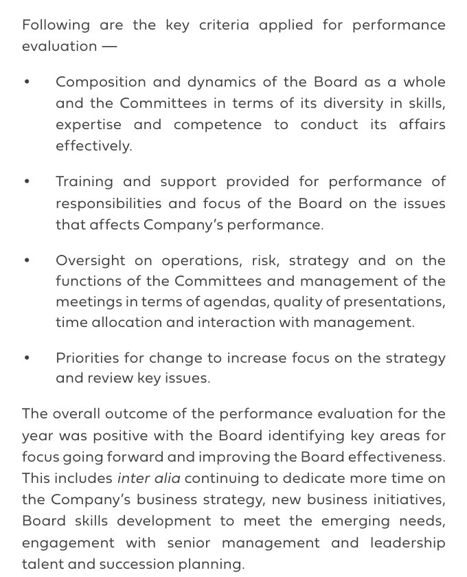 Castrol India's board evaluation, which states the outcome and the areas the board will focus on, not just the process. Source: Castrol India, Annual Report 2025, PDF p. 48.