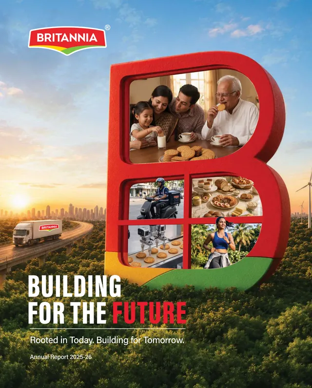 Cover of the Britannia Industries Annual Report 2025-26, 'Building for the Future'. Source: Britannia Industries Limited, Annual Report 2025-26, cover.