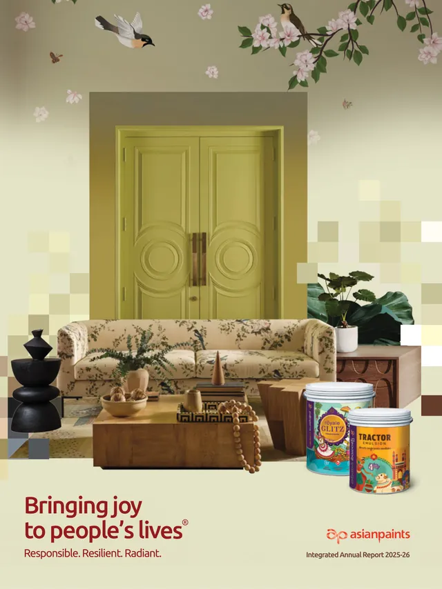 Cover of the Asian Paints Integrated Annual Report 2025-26, 'Bringing joy to people's lives'. Source: Asian Paints Limited, Integrated Annual Report 2025-26, cover.