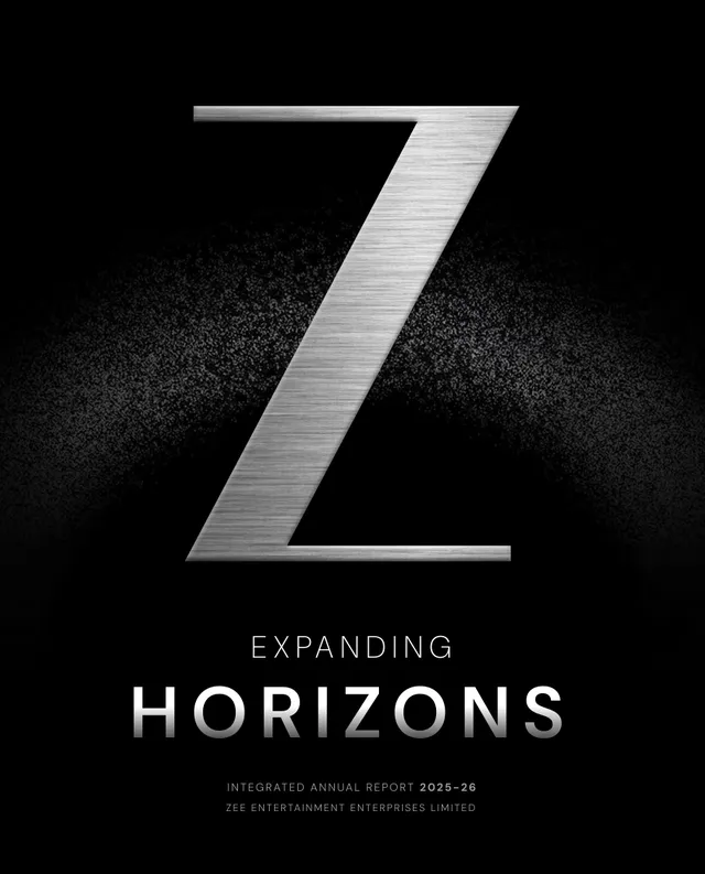 Cover of the Zee Entertainment Enterprises Integrated Annual Report 2025-26, 'Expanding Horizons'. Source: Zee Entertainment Enterprises Limited, Integrated Annual Report 2025-26, cover.