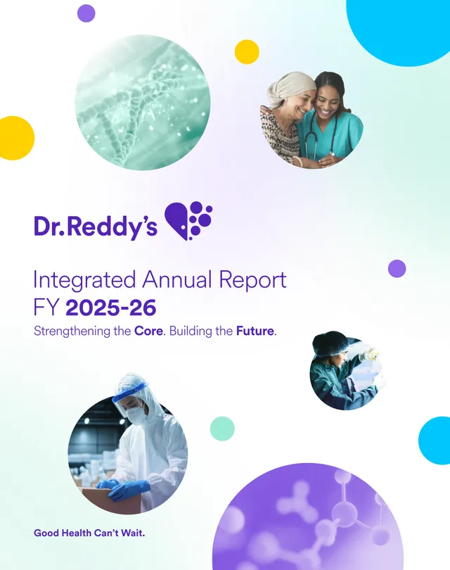 Cover of the Dr. Reddy's Laboratories Integrated Annual Report 2025-26, 'Strengthening the Core. Building the Future.' Source: Dr. Reddy's Laboratories Limited, Integrated Annual Report 2025-26, cover.