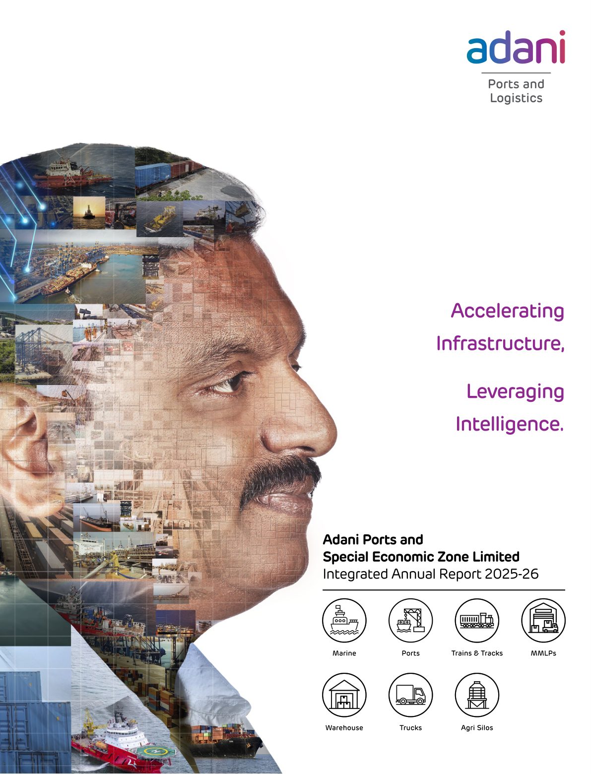 Cover of Adani Ports and Special Economic Zone's Integrated Annual Report 2025-26. Source: Adani Ports and Special Economic Zone Limited, Integrated Annual Report 2025-26, PDF page 1.