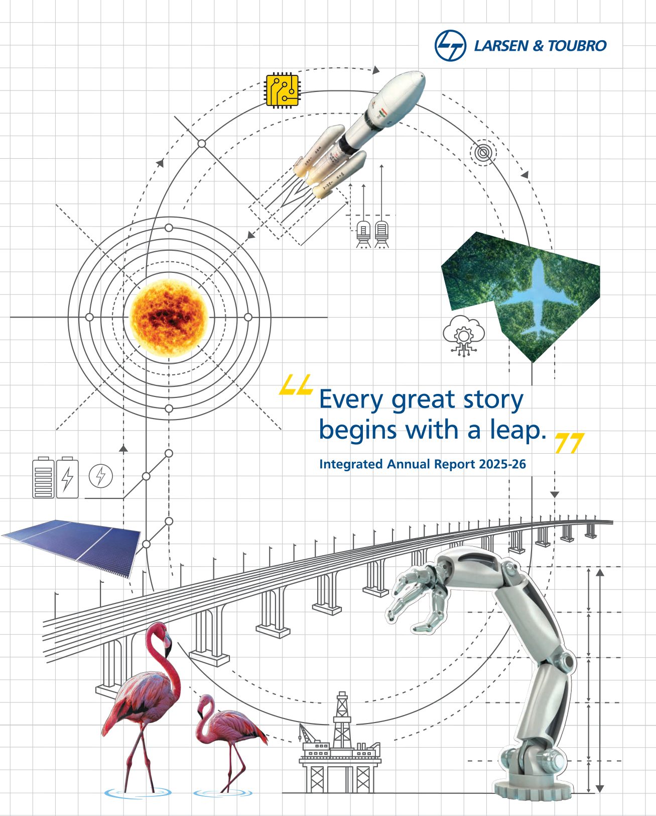 Cover of L&T's Integrated Annual Report 2025-26. Source: Larsen & Toubro Limited.